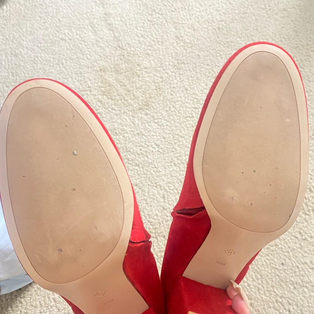 Red Suede Halogen Block Heel Bootie - image 2